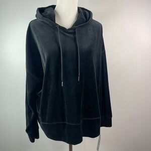 Calvin Klein Performance Womens Black Velour Hoodie Sweatshirt 2X PF7X2771 NEW
